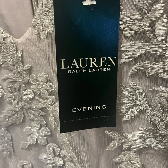 Lauren Ralph Lauren silver special occasion maxi dress. - Picture 7 of 7